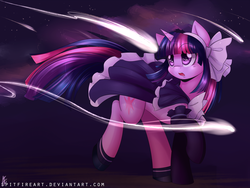 Size: 1600x1200 | Tagged: safe, artist:spittfireart, twilight sparkle, g4, clothes, costume, female, mare, night, shooting star, solo, witch