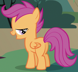 Size: 821x757 | Tagged: safe, screencap, scootaloo, pegasus, pony, g4, bedroom eyes, butt, cropped, female, filly, looking at you, looking back, looking back at you, out of context, plot, scootabutt, solo