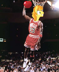 Size: 375x450 | Tagged: safe, edit, braeburn, earth pony, human, pony, g4, apple, basketball, chicago bulls, irl, irl human, michael jordan, photo, that pony sure does love apples