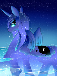 Size: 768x1024 | Tagged: safe, artist:nabe, princess luna, pony, g4, female, solo, water, wet mane