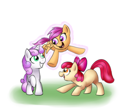 Size: 1000x900 | Tagged: safe, artist:azruka397, apple bloom, scootaloo, sweetie belle, g4, cutie mark crusaders, magic