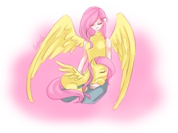 Size: 737x551 | Tagged: safe, artist:lupreia, fluttershy, human, g4, human ponidox, humanized, winged humanization