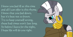 Size: 600x302 | Tagged: safe, artist:saffronpanther, zecora, zebra, g4, text