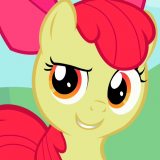Size: 160x160 | Tagged: safe, screencap, apple bloom, earth pony, pony, g4, season 2, the cutie pox, avatar, costanza face, female, filly, looking at you, reaction image, smiling, solo