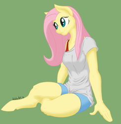 Size: 1280x1311 | Tagged: safe, artist:hobbsmeerkat, fluttershy, anthro, unguligrade anthro, g4