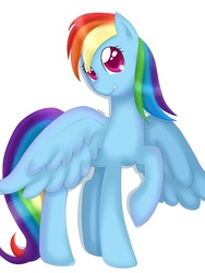 Size: 2448x3264 | Tagged: safe, artist:nattallee6, rainbow dash, g4, large wings, raised hoof, simple background, solo, spread wings, standing, white background, wings