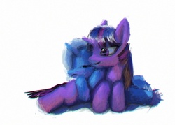 Size: 592x424 | Tagged: safe, artist:mrwolf, trixie, twilight sparkle, g4, female, lesbian, ship:twixie, shipping, sleeping