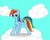 Size: 2500x2000 | Tagged: safe, artist:psicarii, rainbow dash, g4, blue sky, chest fluff, cloud, grin, raised hoof, smiling