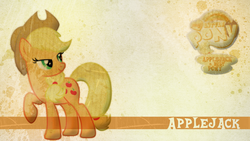 Size: 1920x1080 | Tagged: safe, artist:candy-muffin, applejack, earth pony, pony, g4, female, logo, meme, solo, vector, wallpaper