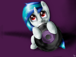 Size: 800x600 | Tagged: safe, artist:agussska, dj pon-3, vinyl scratch, pony, g4, filly, record, solo