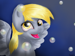 Size: 800x600 | Tagged: safe, artist:agussska, derpy hooves, pegasus, pony, g4, bubble, female, mare, solo