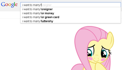 Size: 694x398 | Tagged: safe, fluttershy, g4, blushing, google, marriage, meta, text
