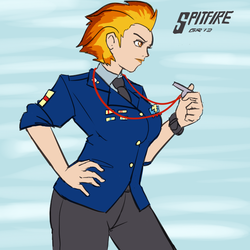 Size: 800x800 | Tagged: safe, artist:moronsonofboron, spitfire, human, g4, advance wars, humanized, style emulation