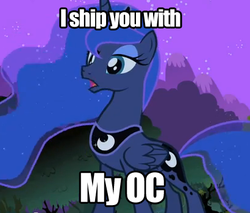 Size: 410x350 | Tagged: safe, artist:cybermananon, princess luna, friendship is witchcraft, g4, image macro, lunar slander