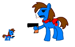 Size: 607x378 | Tagged: safe, cigarette, i wanna be the guy, male, ms paint, ponified, rule 85, smoking, the guy, the kid