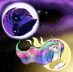 Size: 1000x993 | Tagged: safe, artist:arareroll, princess celestia, princess luna, g4, contrast