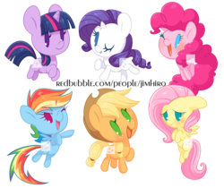 Size: 1000x841 | Tagged: safe, artist:miikanism, applejack, fluttershy, pinkie pie, rainbow dash, rarity, twilight sparkle, g4, chibi, cute, mane six