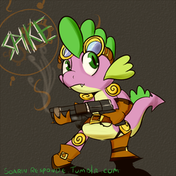 Size: 900x900 | Tagged: safe, artist:glasdale, spike, g4, gun, shotgun, steampunk