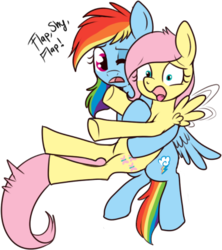 Size: 376x424 | Tagged: safe, artist:lulubell, fluttershy, rainbow dash, g4, filly, simple background, transparent background