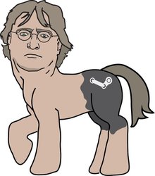 Size: 680x774 | Tagged: safe, original species, human head pony, gabe newell, ponified, rule 85, side view, simple background, wat, white background