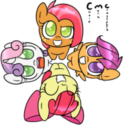 Size: 1000x1000 | Tagged: safe, artist:applejack-lover-fan, apple bloom, babs seed, scootaloo, sweetie belle, g4, cutie mark crusaders