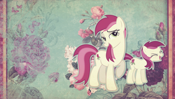 Size: 2049x1152 | Tagged: safe, artist:php174, roseluck, earth pony, pony, g4, female, self paradox, self ponidox, show accurate, solo, wallpaper