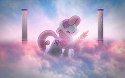 Size: 1920x1200 | Tagged: safe, artist:vexx3, virgo (g4), earth pony, pony, g4, clothes, dress, eyes closed, eyeshadow, female, food, makeup, mare, ponyscopes, solo, virgo, wallpaper, wheat, zodiac