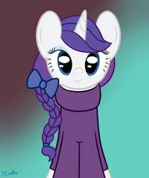 Size: 1300x1550 | Tagged: safe, artist:mtfc1029, rarity, g4, alternate hairstyle, bow, braid, clothes, sweater