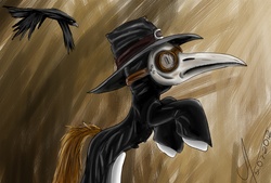 Size: 1608x1087 | Tagged: safe, artist:1vladislav, oc, oc only, pony, plague doctor, plague doctor mask, solo