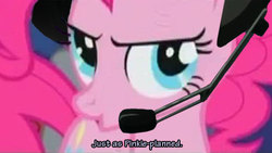 Size: 540x304 | Tagged: safe, edit, edited screencap, screencap, pinkie pie, earth pony, pony, g4, caption, female, image macro, just as planned, meme, solo, text