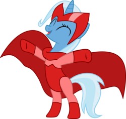 Size: 1600x1515 | Tagged: safe, artist:saturdaymorningproj, trixie, pony, unicorn, g4, crossover, female, mare, parody, scarlet witch, simple background, solo, transparent background, x-men