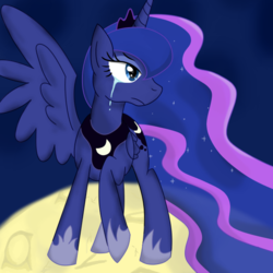 Size: 600x600 | Tagged: safe, artist:buxie, princess luna, alicorn, pony, g4, crying, female, mare, pixiv, solo