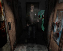 Size: 800x640 | Tagged: safe, lyra heartstrings, human, g4, creepy, crossover, humie, imminent rape, james sunderland, konami, silent hill, silent hill 2, that pony sure does love humans