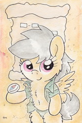 Size: 729x1084 | Tagged: safe, artist:slightlyshade, daring do, pony, g4, belly button, bipedal, clothes, compass, female, panties, solo, traditional art, underwear