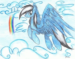 Size: 2432x1920 | Tagged: safe, artist:all-twinkie, oc, oc only, pegasus, pony, solo, traditional art