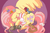 Size: 1500x1000 | Tagged: safe, artist:berryden, angel bunny, fluttershy, bird, g4, animal, floral head wreath, sleeping