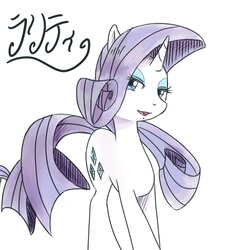 Size: 500x500 | Tagged: safe, artist:30clock, rarity, pony, g4, female, japanese, pixiv, solo
