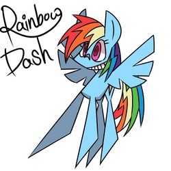 Size: 500x500 | Tagged: safe, artist:30clock, rainbow dash, pony, g4, female, pixiv, pointy ponies, solo