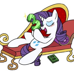 Size: 500x500 | Tagged: safe, artist:30clock, rarity, pony, g4, 3, couch, fainting couch, female, japanese, pixiv, solo