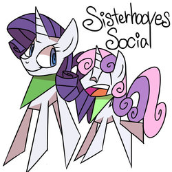 Size: 500x500 | Tagged: safe, artist:30clock, rarity, sweetie belle, g4, sisterhooves social, clothes, pixiv, pointy ponies, scarf