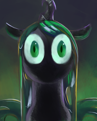 Size: 660x825 | Tagged: dead source, safe, artist:viwrastupr, queen chrysalis, changeling, changeling queen, g4, female, looking at you, solo