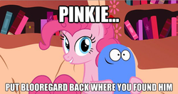 Size: 500x263 | Tagged: safe, edit, pinkie pie, double rainboom, g4, bloo (foster's), blooregard q kazoo, crossover, foster's home for imaginary friends, image macro, male