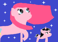 Size: 582x421 | Tagged: safe, pinkie pie, oc, g4, filly, ms paint, pinkamena diane pie, stars