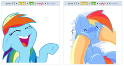 Size: 532x283 | Tagged: safe, rainbow dash, g4, exploitable meme, juxtaposition, juxtaposition win, laughing