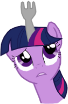 Size: 140x214 | Tagged: safe, artist:gijake1, twilight sparkle, pony, g4, female, fork, frown, looking up, solo, twilight sporkle, wat, worried