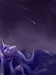 Size: 3000x4000 | Tagged: safe, artist:viwrastupr, princess luna, pony, g4, female, night, shooting star, solo