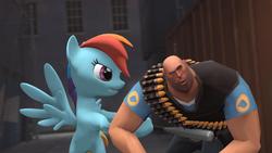 Size: 1920x1080 | Tagged: safe, rainbow dash, g4, heavy (tf2), meet the scout, source filmmaker, team fortress 2, violence