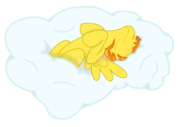 Size: 1050x750 | Tagged: safe, artist:virenth, spitfire, pegasus, pony, g4, cloud, female, mare, on a cloud, on back, simple background, sleeping, sleeping on a cloud, transparent background