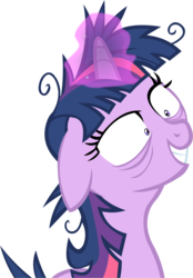 Size: 2783x4000 | Tagged: dead source, safe, artist:halomademeapc, twilight sparkle, pony, g4, female, floppy ears, grin, magic, messy mane, reaction image, simple background, smiling, solo, transparent background, twilight snapple, vector, wide eyes, wrinkles