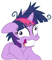 Size: 4383x5000 | Tagged: safe, artist:kooner-cz, twilight sparkle, pony, unicorn, g4, lesson zero, absurd resolution, derp, female, floppy ears, grin, messy mane, reaction image, simple background, smiling, solo, transparent background, twilight snapple, unicorn twilight, vector, wide eyes